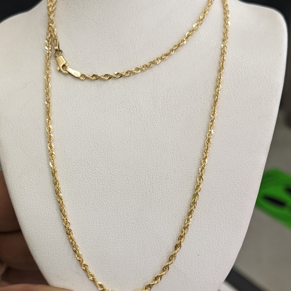 Kt Real Gold Rope Chain 18mm 22 Inch 
